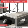 43-inch computer desk, L-shaped desk with socket and light strip, with 3 drawers and monitor stand, reversible, suitable for study and work - 4 of 4