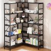 5-Tier Industrial Corner Bookshelf, L-Shape Heavy Duty Metal Bookcase with Storage for Living Room - 3 of 4