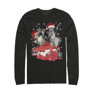 Men's Lost Gods Ugly Christmas Surprise Kitten Long Sleeve Shirt - 1 of 3