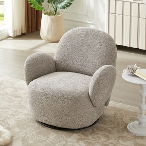 GDFStudio Moulton Modern 35" Velvet Upholstered Swivel Chair with Detachable Arm - 1 of 4
