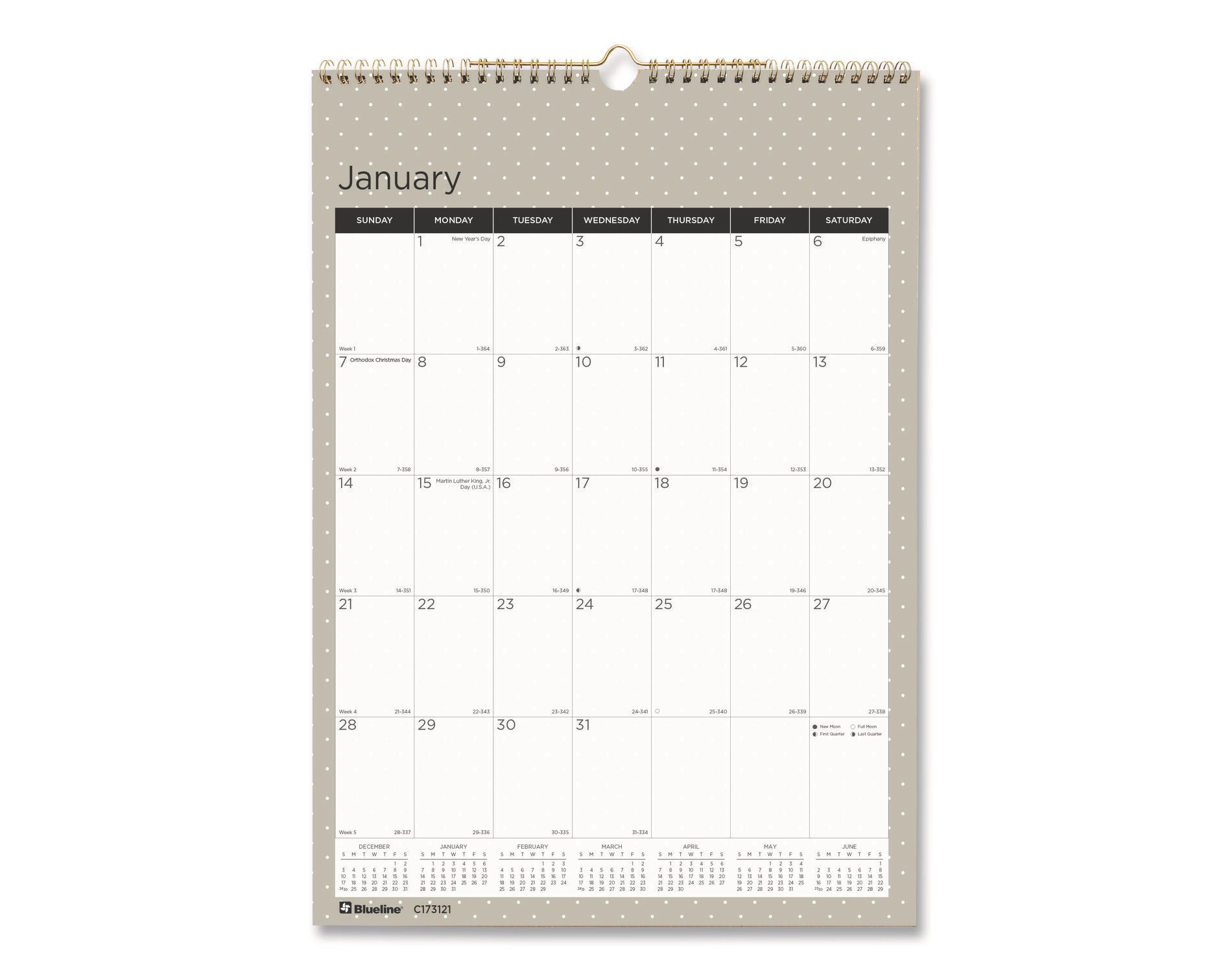 12-Month Wall Calendar, Minimalistic Artwork, 12 x 17, White/Multicolor Sheets, 12-Month (Jan to Dec): 2026