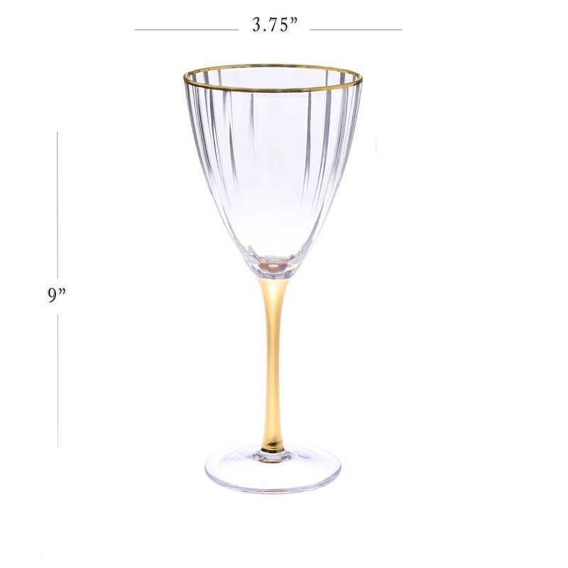 Classic Touch Set of 6 Textured Glasses with Gold Stem and Rim, 4 of 5