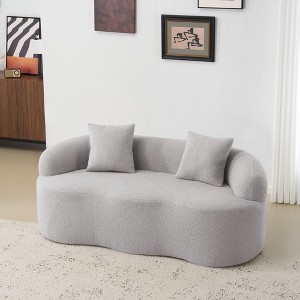 PAGED Curved Loveseat Sofa Compression Couch with Round Armrest, 2 Pillows for Living Room, Home Office - 1 of 4