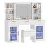 Modern Vanity Desk with Stool Makeup Table LED Lighted Mirror RGB Glass Cabinets 3 Drawers Shelves for Bedroom Dressing Room Dresser - 4 of 4