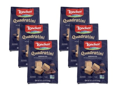 Loacker Quadratini Chocolate Bite Size Wafer Cookies - Case of 6/8.82 oz