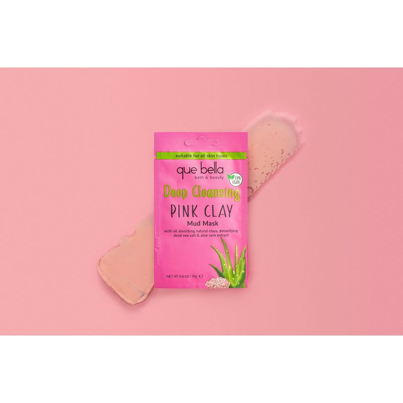 Que Bella Cleansing Pink Clay Mud Mask - 0.5oz, 5 of 12