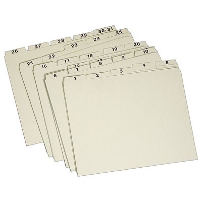  Staples Filing Guide 1-31 Index Letter Size Beige 30/Set (510388/31PX91-S) 
