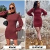 EXLURA Women's Mock Neck Ribbed Long Sleeve Bodycon Pullover Cute Mini Sweater Dress - 2 of 4