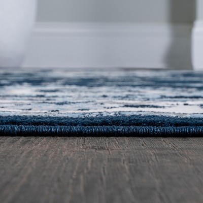 Elegant Navy/Ivory Synthetic Reversible Area Rug 3x5 Feet