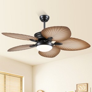 Kviflon 52 Inch Tropical Ceiling Fan with Dimmable LED Light and Remote Control, Palm Leaf Blades, Indoor/Outdoor, Reversible Motor, 6 Speeds - 1 of 4