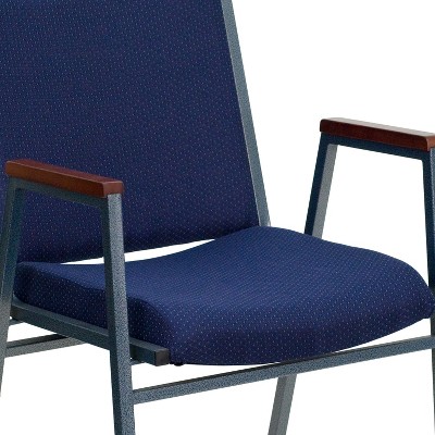 Aliya Heavy Duty Blue Fabric and Steel Stacking Chair with Arms