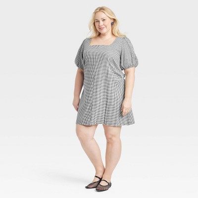 Women's Linen Short Sleeve Mini Sundress - A New Day™