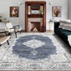 Washable Area Rug with Rubber Backing Low Pile Floral Vintage Rug Large Foldable Stain Resistant Indoor Carpet for Living Room Bedroom - 2 of 4