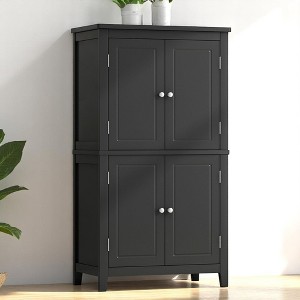 Freestanding Bathroom Storage Cabinet with 4 Doors and Adjustable Shelves, Floor Cabinet Organizer, Waterproof MDF Cabinet - 1 of 4