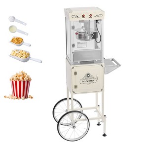 VEVOR Popcorn Machine with Cart, 8oz Stainless Steel Kettle, 800W Commercial Popcorn Maker, 48 Cups per Batch Theater Style Popper, White - 1 of 4