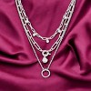 Slickblue Layered Crystal Necklace, Double Chain with Circle Charm, Trendy Boho Jewelry, Silver/Gold, 16"+2" - 2 of 3