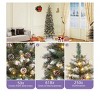6ft/7.5ft Pre-Decorated Pencil Christmas Tree w/Remote, Partially Flocked & Frosted Slim Artificial Hinged Xmas Tree - 4 of 4