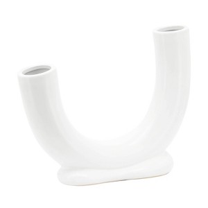 Sagebrook Home Ceramic U-Shaped Decorative Vase - Contemporary Abstract Style Vase - Unique Artistic Decor for Home or Office - 1 of 4