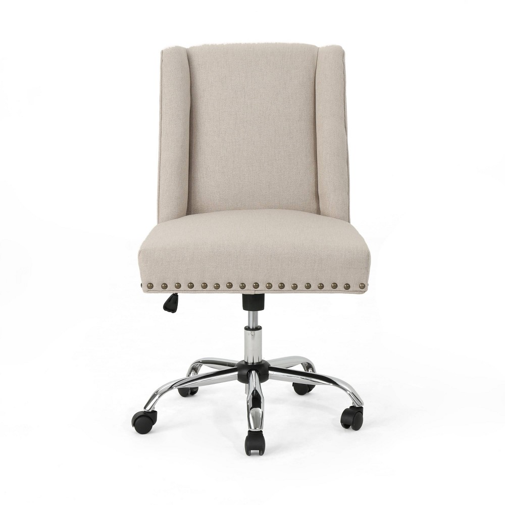 Chiara Home Office Fabric Desk Chair Light Brown - Christopher Knight Home: Chrome Base, Gas Lift, Swivel Function