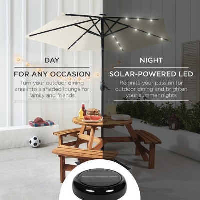 Ivory Solar LED Outdoor Patio Umbrella with Tilt and Crank