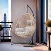 FURNIinspire Patio Swings Wicker Swing Egg Chair With Stand, Outdoor Indoor Hanging Chair With Beige Seat Cushion, Natural Color, 42“*47"*73" - 4 of 4