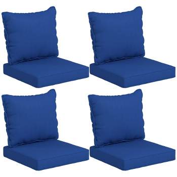 Outsunny 4 Outdoor Seat Cushions and 4 Back Cushions for Patio Garden Furniture, Seat Replacement, Navy Blue