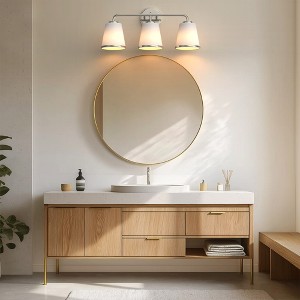 DORESshop 3-Light Nickel Wall Light, E26 Bulb Base, Indoor Vanity Light, Modern and Stylish Design, No Bulbs Included - 1 of 4