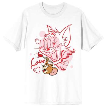 Tom & Jerry Spike Sleeve : T-shirt-small Tom Crew Boys\' Neck Short Chasing Target White