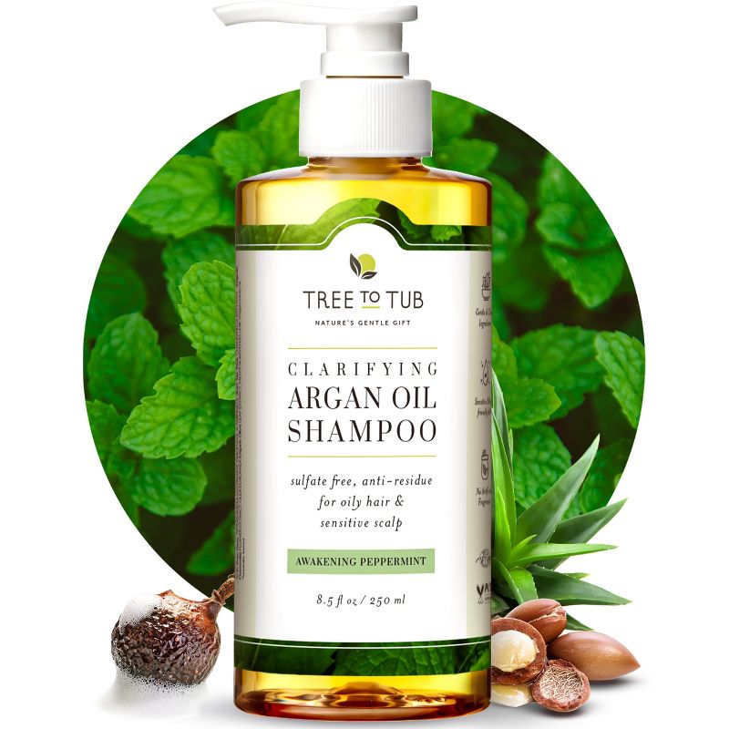 Tree To Tub Peppermint Shampoo for Oily Hair & Sensitive Scalp - Gentle Clarifying Shampoo for Build Up, Sulfate Free Hair Shampoo for Women & Men, 1 of 12