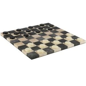 WorldWise Imports Checker Set - Urea Checkers on a Black and Cream Leatherette Board - 1 of 1