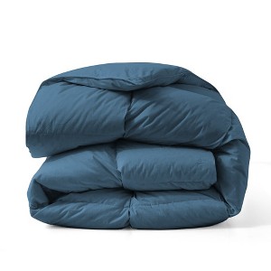 Peace Nest 100% Cotton White Goose Down Comforter Pleated Fluffy Feather Comforter Duvet Insert with Corner Tabs for All Seasons, Navy - 1 of 4