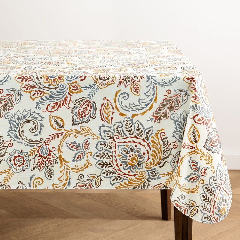 Ava Floral Jacobean Printed Vinyl Indoor/Outdoor Tablecloth - Elrene Home Fashions, 1 of 5