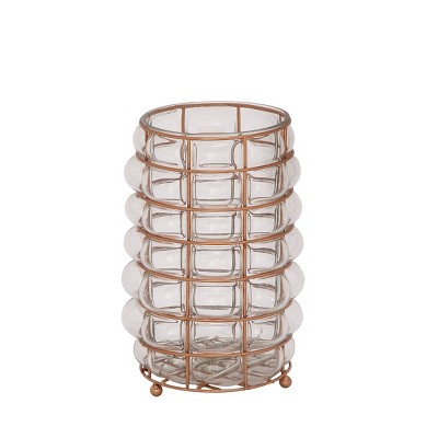 11" x 6" Modern Glass/Iron Candle Holder - Olivia & May