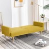 75.6" Futon Sofa Bed, Convertible Sleeper Sofa With Tapered Wood Legs, Modern Snowflake Velvet Upholstered Couch, 3 Seater Sleeper Sofa - 2 of 4