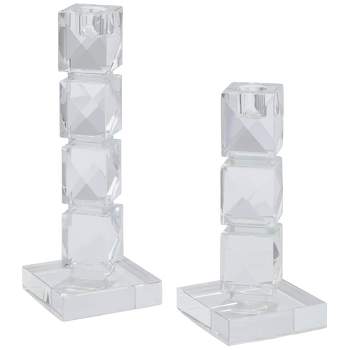 Dahlia Studios Northern Lights Clear Glass Taper Candlesticks Set of 2