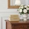 HomeRoots Set of Two Taupe And Gold Nesting Decorative Storage Boxes With Lids - 2 of 4