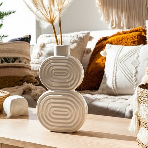 Sagebrook Home Stacked Circle Ceramic Vase - Contemporary Creative Abstract Vase for Home or Office Decorative - 1 of 4