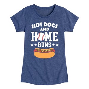 Girls' - Instant Message - Hot Dogs And Home Runs Fitted Short Sleeve Graphic T-Shirt - 1 of 4
