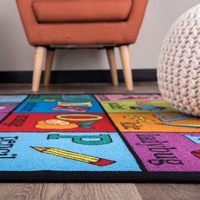 Multicolor Synthetic Alphabet Educational Kids Area Rug 3'3" x 4'7"