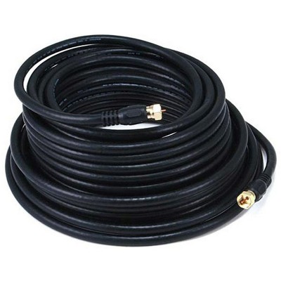 Monoprice Video Cable - 50 Feet - Black | RG6 Quad Shield CL2 Coaxial Cable with F Type Connector