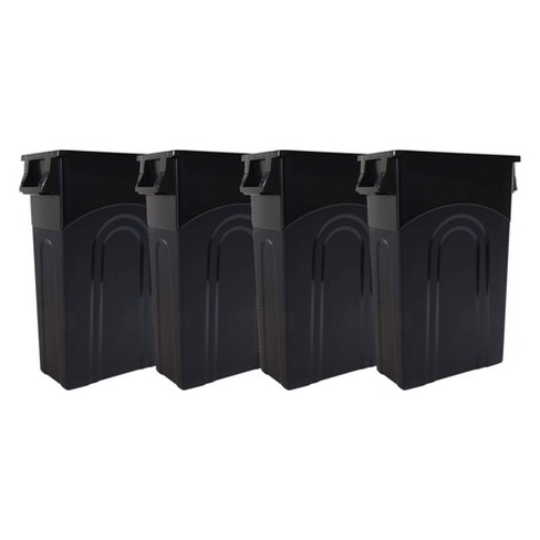 United Solutions 4 Pack Plastic 23 Gallon Kitchen Waste Trash Cans Tall And Slim Garbage And Recycling Bins With Handles Highboy Black Target