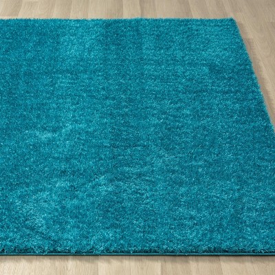 Turquoise 5' x 7' Solid Shag Stain-Resistant Area Rug