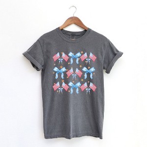 Simply Sage Market Women's Coquette Patriotic Chart Short Sleeve Garment Dyed Tee - 1 of 2