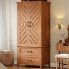 71" V Shape Armoire Wardrobe Closet with 2 Doors & Drawers,Large Space & Thick Sturdy Frame with Hanging Rod - 3 of 4