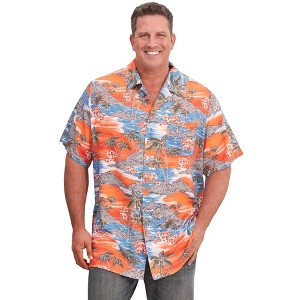 KingSize Men's Big & Tall Printed Camp Shirt - 1 of 4