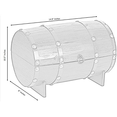 Natural Wooden Wine Barrel Shaped Treasure Chest Wine Holder