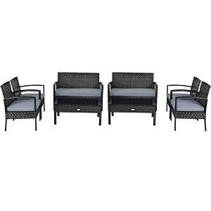 Costway 8PCS Patio Rattan Furniture Set Garden Deck - 1 of 4