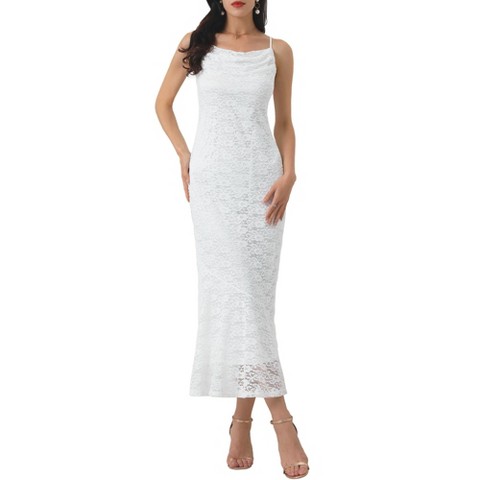 Женские платья INSPIRE CHIC Women's Lace Spaghetti Strap Bodycon Dresses Small White