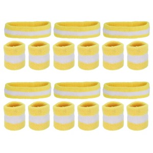 Unique Bargains Terry Cloth Sports Athletic Gym Working Out Headband Wristband Sweatband 6 Sets - 1 of 4