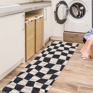 Washable Modern Geometric Checkerboard Rugs Non Slip Indoor Abstract Soft Carpet for Living Room Bedroom Low Pile Area Rugs Room Decor - 1 of 4